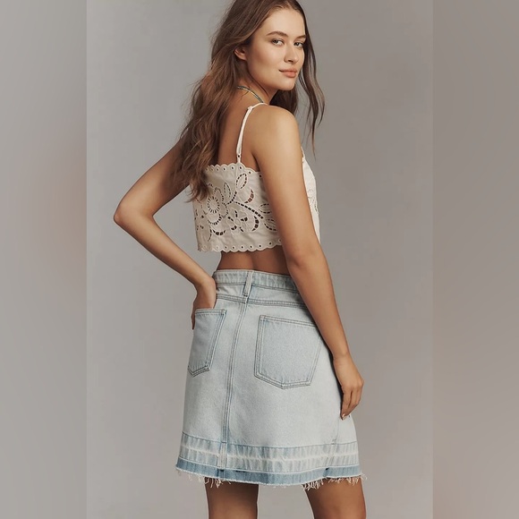 NWT! Anthro Lana Wash + Paint Splat  Pilcro Reworked Denim Mini Skirt -  🛹 - Picture 4 of 6